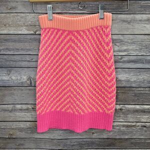 For Love & Lemon Jacinda Knit Chevron Print Mini Skirt Small